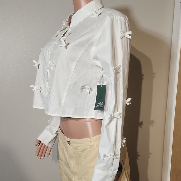 Wild Fable White Crop Embellished Top - Picture 5 of 10